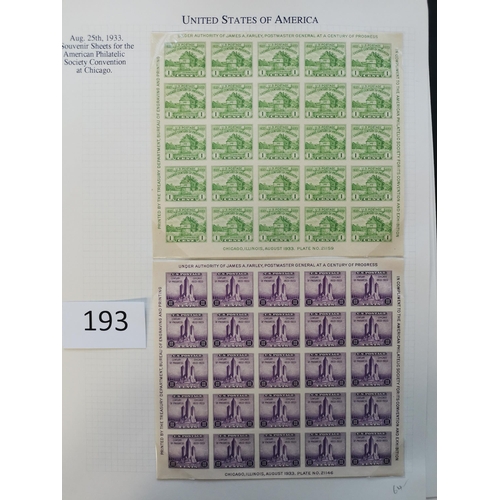 193 - UNITED STATES OF AMERICA.  1922-1944 M or UM clean collection on leaves incl. 1923 Air set with extr... 