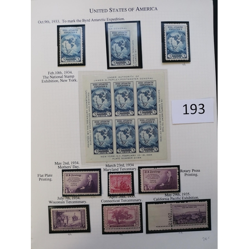 193 - UNITED STATES OF AMERICA.  1922-1944 M or UM clean collection on leaves incl. 1923 Air set with extr... 