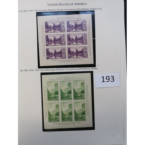 193 - UNITED STATES OF AMERICA.  1922-1944 M or UM clean collection on leaves incl. 1923 Air set with extr... 