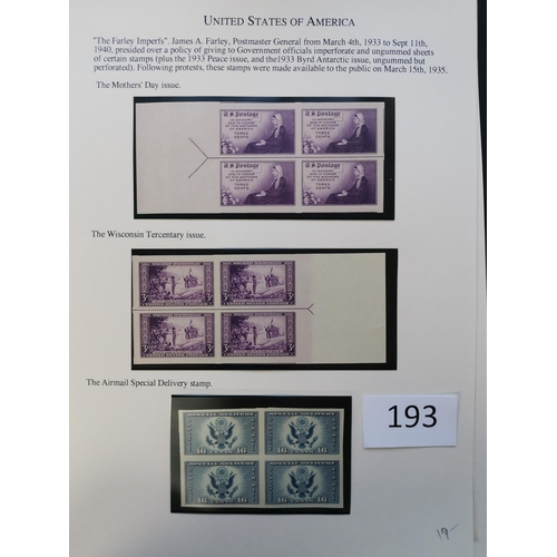 193 - UNITED STATES OF AMERICA.  1922-1944 M or UM clean collection on leaves incl. 1923 Air set with extr... 