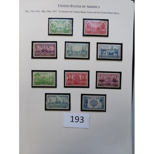 193 - UNITED STATES OF AMERICA.  1922-1944 M or UM clean collection on leaves incl. 1923 Air set with extr... 