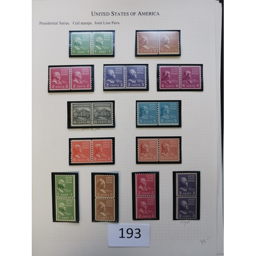 193 - UNITED STATES OF AMERICA.  1922-1944 M or UM clean collection on leaves incl. 1923 Air set with extr... 