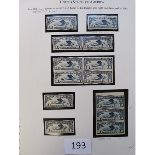 193 - UNITED STATES OF AMERICA.  1922-1944 M or UM clean collection on leaves incl. 1923 Air set with extr... 