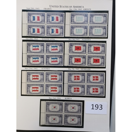 193 - UNITED STATES OF AMERICA.  1922-1944 M or UM clean collection on leaves incl. 1923 Air set with extr... 