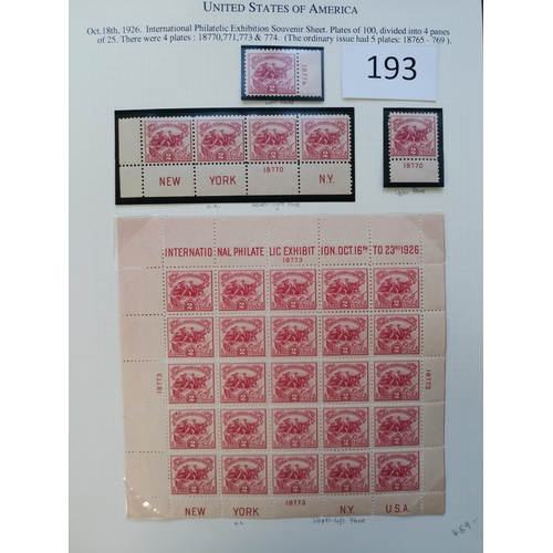 193 - UNITED STATES OF AMERICA.  1922-1944 M or UM clean collection on leaves incl. 1923 Air set with extr... 