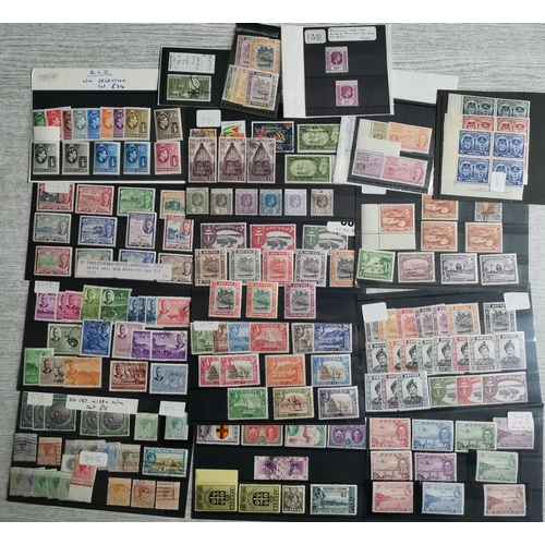 20 - MIXED WORLD.  Small box full with mainly BC KGVI mint or used on cards  several h/v's mint noting Be... 