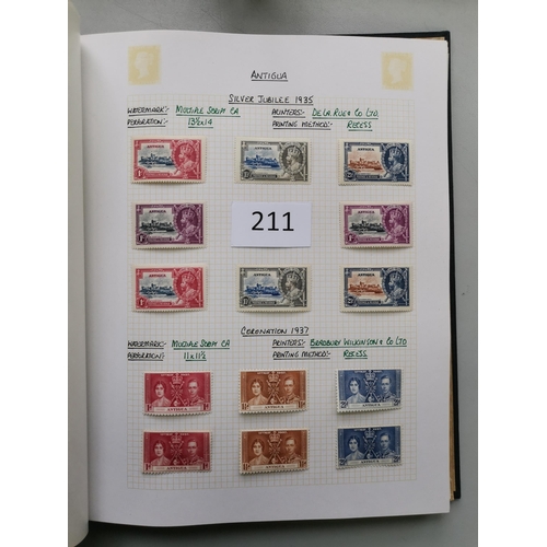 211 - ANTIGUA.  QV-QE M collection in 3 volumes with QV mixed printings 1d's  1908-17 values to 2/- 1921 w... 