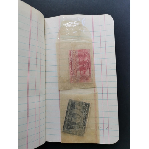 26 - MIXED WORLD.  Small old exercise book with USA 1893 Columbus set to $5 unused (v. small part gum wit... 