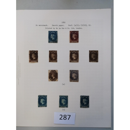 287 - CEYLON.  1861-64 used collection  various perf types  to 2/- (5)  incl. 8d (4)  9d (7) etc. with a r... 