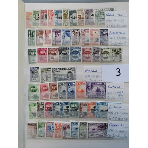 3 - MIXED WORLD.  A clean range of BC + some GB in 3 small stockbooks  mostly M or UM c.KGV to early QE ... 