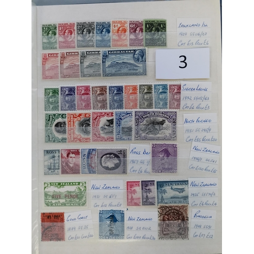 3 - MIXED WORLD.  A clean range of BC + some GB in 3 small stockbooks  mostly M or UM c.KGV to early QE ... 