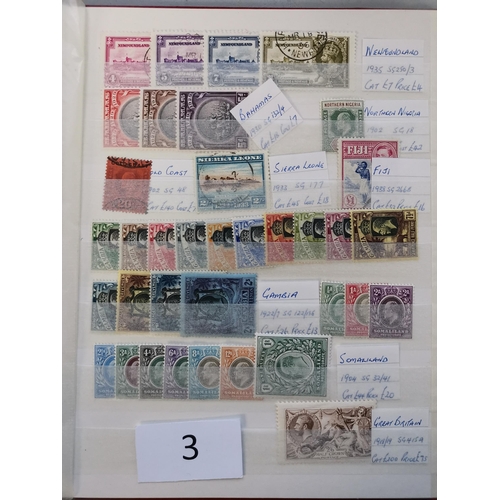 3 - MIXED WORLD.  A clean range of BC + some GB in 3 small stockbooks  mostly M or UM c.KGV to early QE ... 