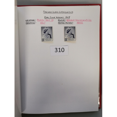 310 - FALKLAND IS. (DEPENDENCIES).  KGVI-QE M collection on leaves  earlier with 1954-62 set  then good ra... 