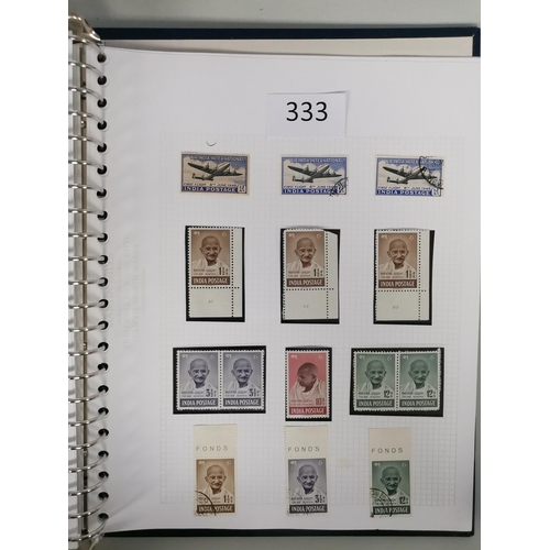 333 - INDIA.  QV-KGVI collection with duplication in album and on stocksheets in binder  incl. 1854 ½a (5)... 