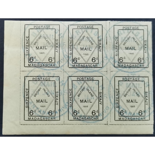 351 - MADAGASCAR.  1895 6d corner block of 6 FU. SG52. Cat. £90+. (1 item)