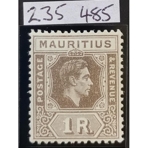 363 - MAURITIUS.  1938-49 1r grey-brown  chalky paper  showing battered 'A' variety M. SG260a. Cat. £900. ... 