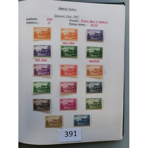 391 - NORFOLK IS.  2 volumes with 1947-2007 M sets (fairly complete)  further 2 volumes 1947-1997 fine use... 