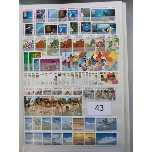 43 - MIXED WORLD.  Mainly UM QE BC collection on stocksheets  much c.1980's  1990's  incl. Antigua  Baham... 