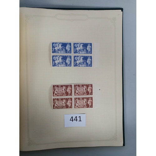 441 - GB MISC.  QV-KGVI range on leaves incl. 1841 1d reds used  1880-1 1d Venetian red used re-constructe... 