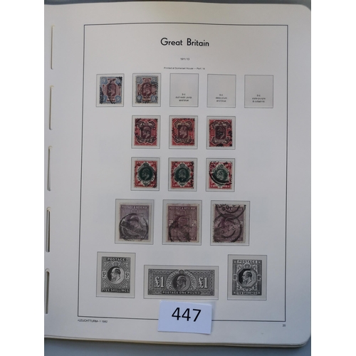 447 - GB MISC.  KEVII-KGVI mainly used collection on leaves  mixed condition  incl. KEVII £1  1929 PUC £1 ... 