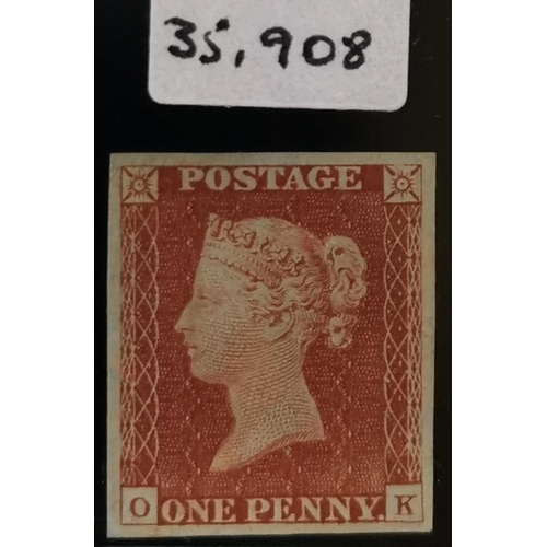 478 - QV.  1841 1d red  Pl.13  OK  large part o.g.  of fine fresh appearance with good even margins. A sca... 