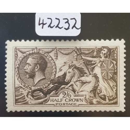 520 - KG V.  1913 2/6d very deep sepia-brown (Vandyke brown) M. SGSpec.N63(1). Cat. £2 750. 2013 Brandon c... 