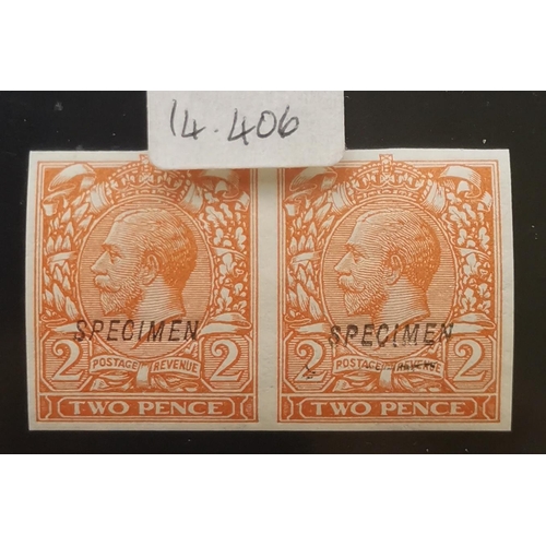 525 - KG V.  1924 2d orange  sideways wmk  imperf pair  'SPECIMEN' UM. SGSpec.N36sc. 1984 BPA certificate.... 