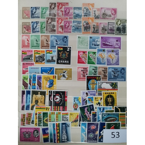 53 - MIXED WORLD.  QE mainly UM ranges in stockbook  incl. Gambia and HK first defin sets M  much 1960's ... 