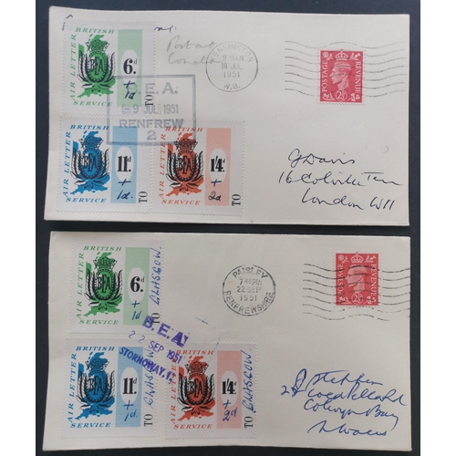 558 - KG VI.  1951 covers (8)  each bearing BEA 6d  11d and 1/4d labels cancelled by Ringway Airport  Isle... 