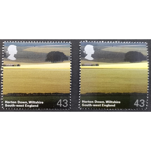 603 - DECIMAL COMMEMORATIVES.  2005 British Journey  SW England 43p trial with narrow font '4' UM + normal... 