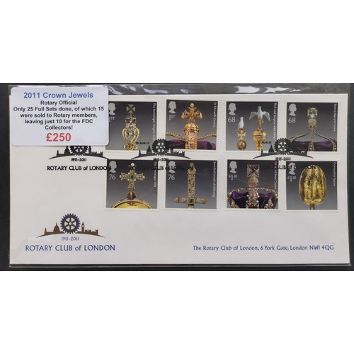 630 - DECIMAL COVERS AND PHQ CARDS.  2011 Crown Jewels Rotary Club of London official FDC. Stated 25 full ... 