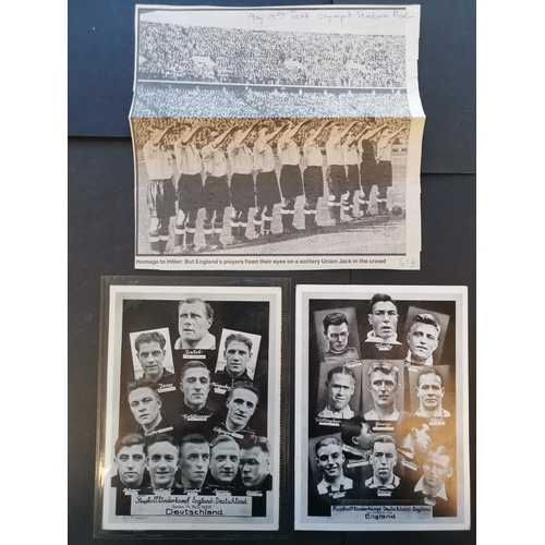 104 - GERMANY. 2 x 14/5/1938 postcards depicting the German and English football teams used  with pictoria... 