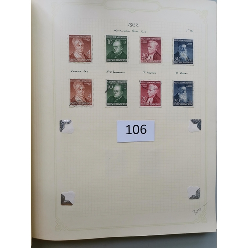 106 - GERMANY. 1949-55 collection in album probably complete M (posthorn set mounted  others nearly all UM... 