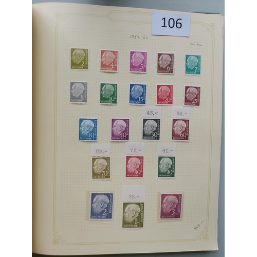 106 - GERMANY. 1949-55 collection in album probably complete M (posthorn set mounted  others nearly all UM... 