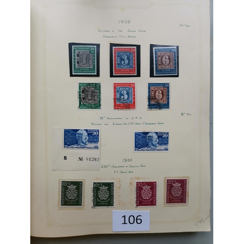 106 - GERMANY. 1949-55 collection in album probably complete M (posthorn set mounted  others nearly all UM... 