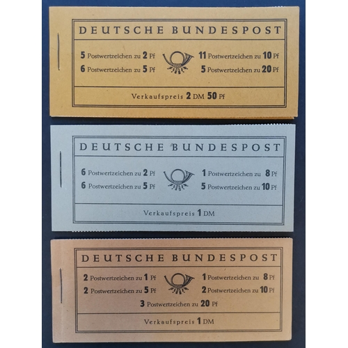 109 - GERMANY. WEST GERMANY BOOKLETS. 1955 2.50m  1956 1m and 1958 1m. SB51  52 and 53a. Cat. £372. (3 bkl... 