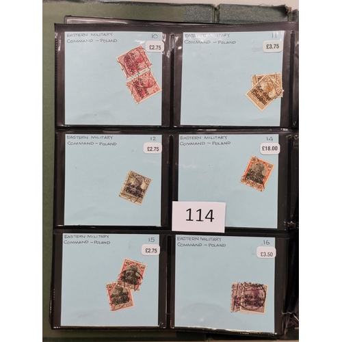 114 - GERMANY. WORLD WAR I OCCUPATION ISSUES. M or UM and FU stock on stocksheets in binder incl. Belgium ... 