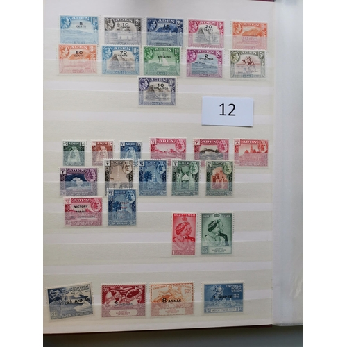 12 - MIXED WORLD. BC Middle East KGVI M range of sets  RSW's in stockbook with Aden & States (no 1937 Dho... 