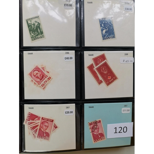 120 - ***VIDEO AVAILABLE*** GERMANY. SAAR. An extensive M  UM and FU stock on stocksheets in 2 large binde... 