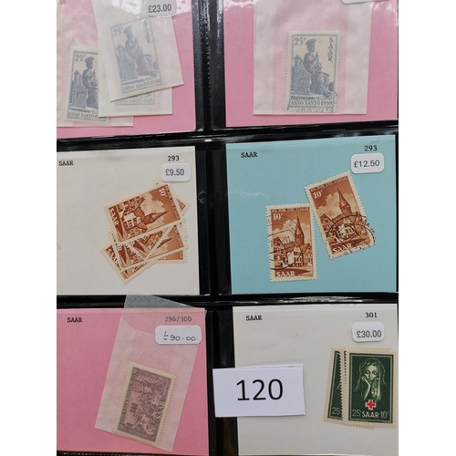 120 - ***VIDEO AVAILABLE*** GERMANY. SAAR. An extensive M  UM and FU stock on stocksheets in 2 large binde... 