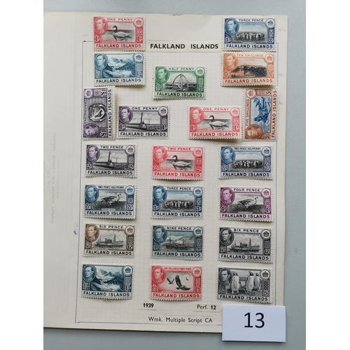 13 - MIXED WORLD. Various mainly BC on leaves/cards  incl. N. Borneo 1939 to $2 M  Postage Due set M  Ade... 