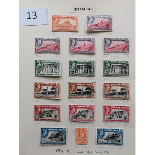 13 - MIXED WORLD. Various mainly BC on leaves/cards  incl. N. Borneo 1939 to $2 M  Postage Due set M  Ade... 