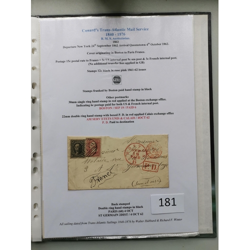 181 - U.S.A. A collection of mainly early issues in binder incl. 1857-61 10c fine used on cover  1862 cove... 