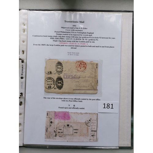 181 - U.S.A. A collection of mainly early issues in binder incl. 1857-61 10c fine used on cover  1862 cove... 