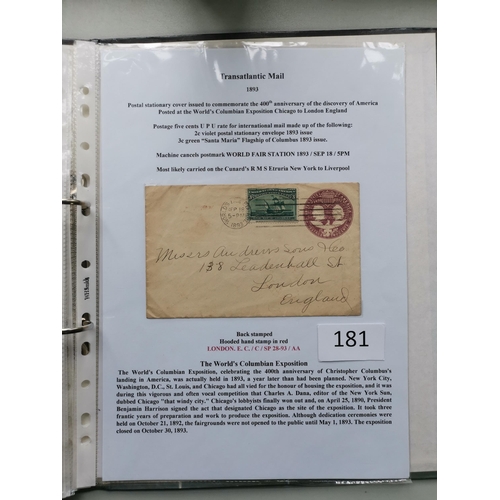 181 - U.S.A. A collection of mainly early issues in binder incl. 1857-61 10c fine used on cover  1862 cove... 