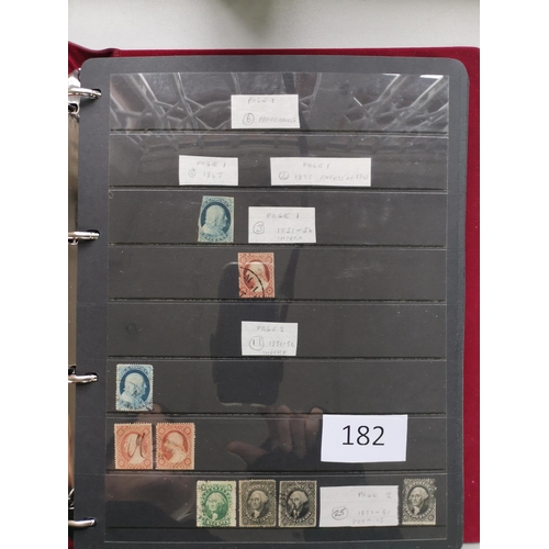 182 - U.S.A. A collection on stocksheets in binder  from early issues onwards  mixed condition but some us... 