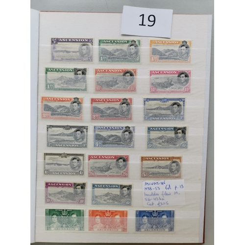 19 - MIXED WORLD. South Atlantic M range in small stockbook (odd UM) with Ascension 1938-53 vals to 10/- ... 