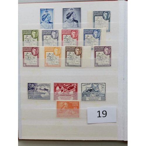 19 - MIXED WORLD. South Atlantic M range in small stockbook (odd UM) with Ascension 1938-53 vals to 10/- ... 