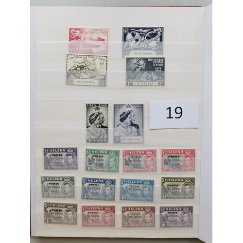 19 - MIXED WORLD. South Atlantic M range in small stockbook (odd UM) with Ascension 1938-53 vals to 10/- ... 