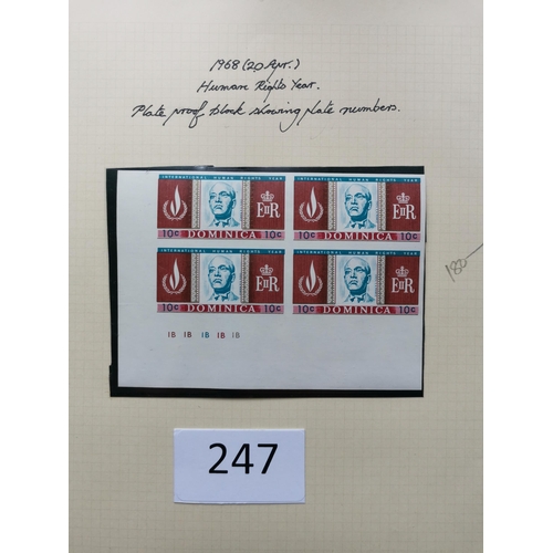 247 - DOMINICA. 1968 HUMAN RIGHTS. Composite proof sheet  and the set x 2 in imperf pairs (the 10c SG210a ... 